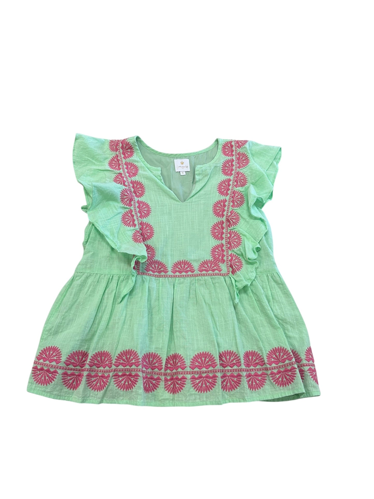 Top Sleeveless By J.Marie In Green & Pink, Size:S