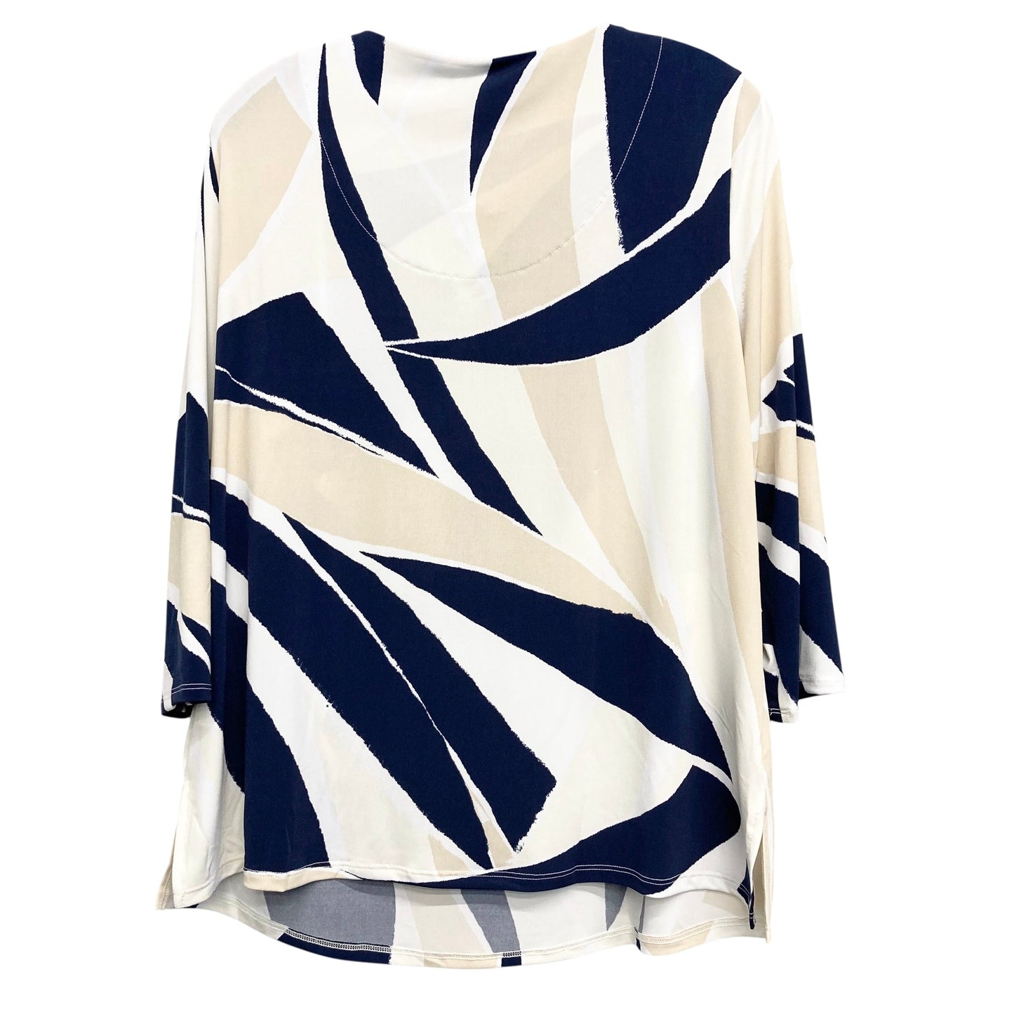 Top 3/4 Sleeve By Jm Collections In Blue & Tan, Size:Xl