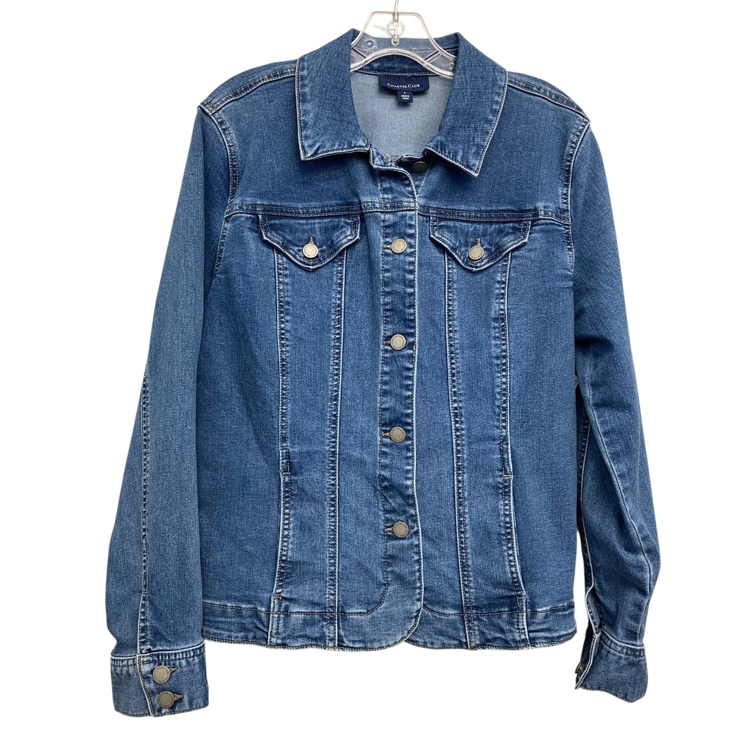 Jacket Denim By Charter Club In Blue Denim, Size:L