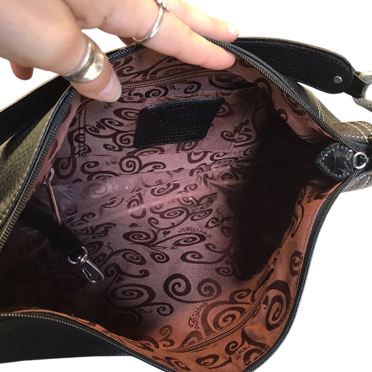 Handbag Leather By Brighton In Black, Size:Medium