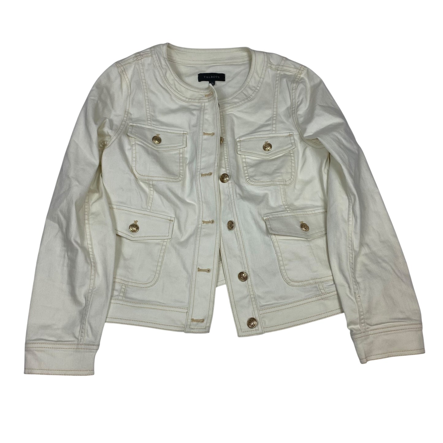JACKET DENIM by TALBOTS in CREAM DENIM, Size:M