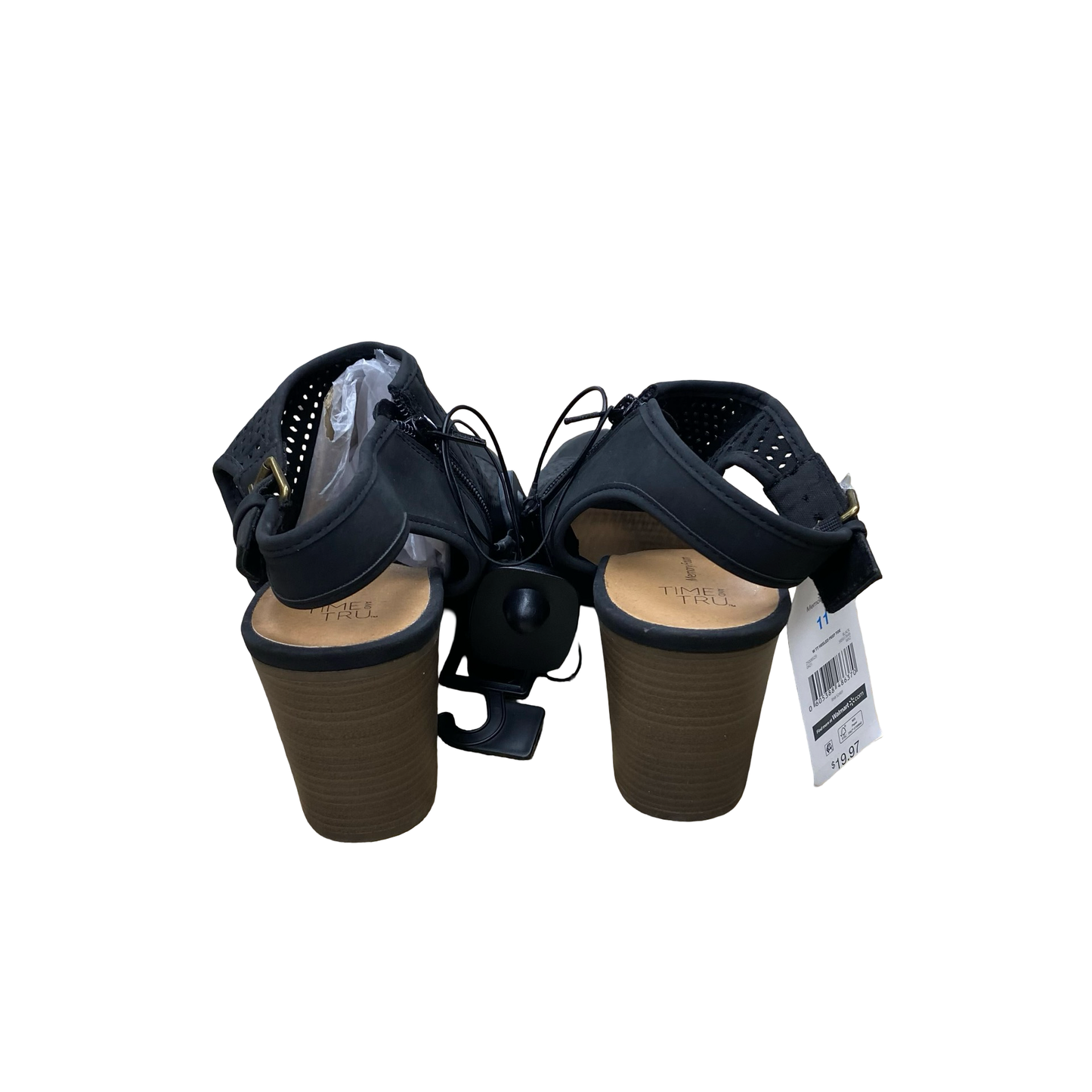 Sandals Heels Block By Time And Tru In Black, Size:11