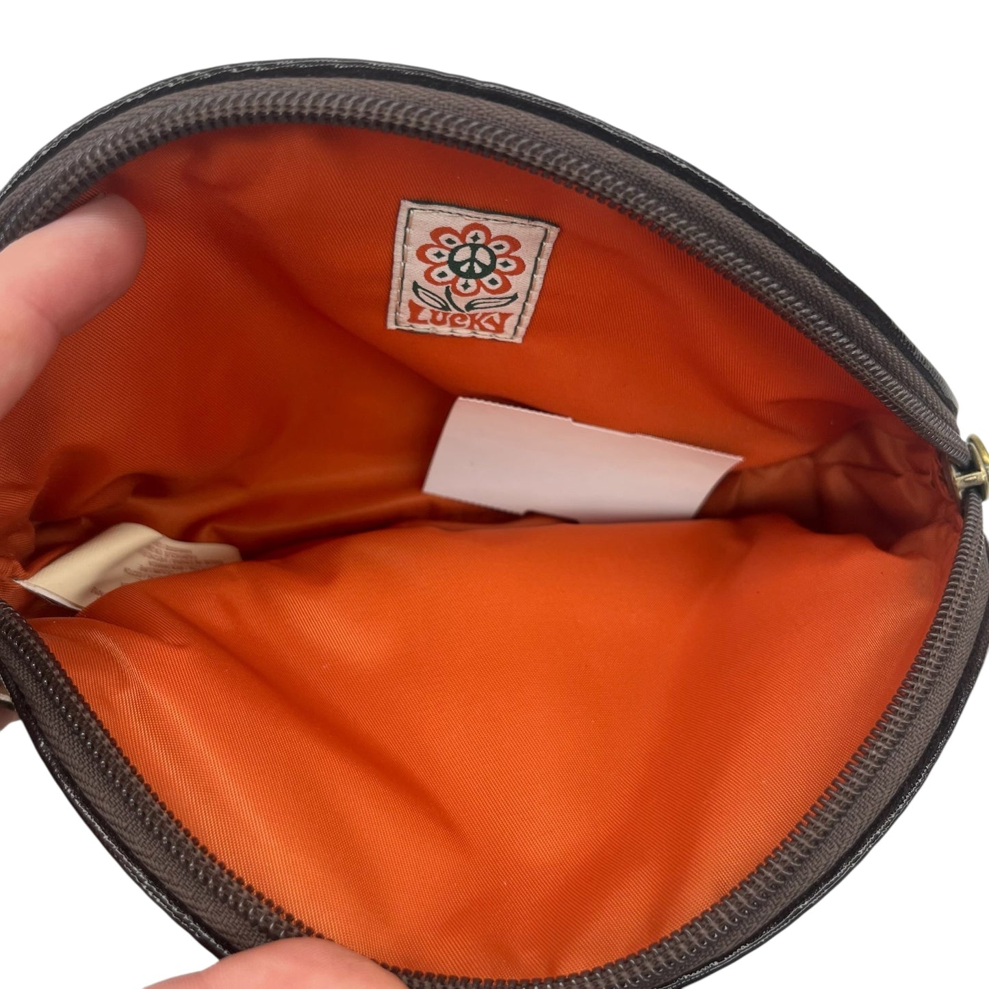 Makeup Bag By Lucky Brand In Brown & Cream, Size:Small