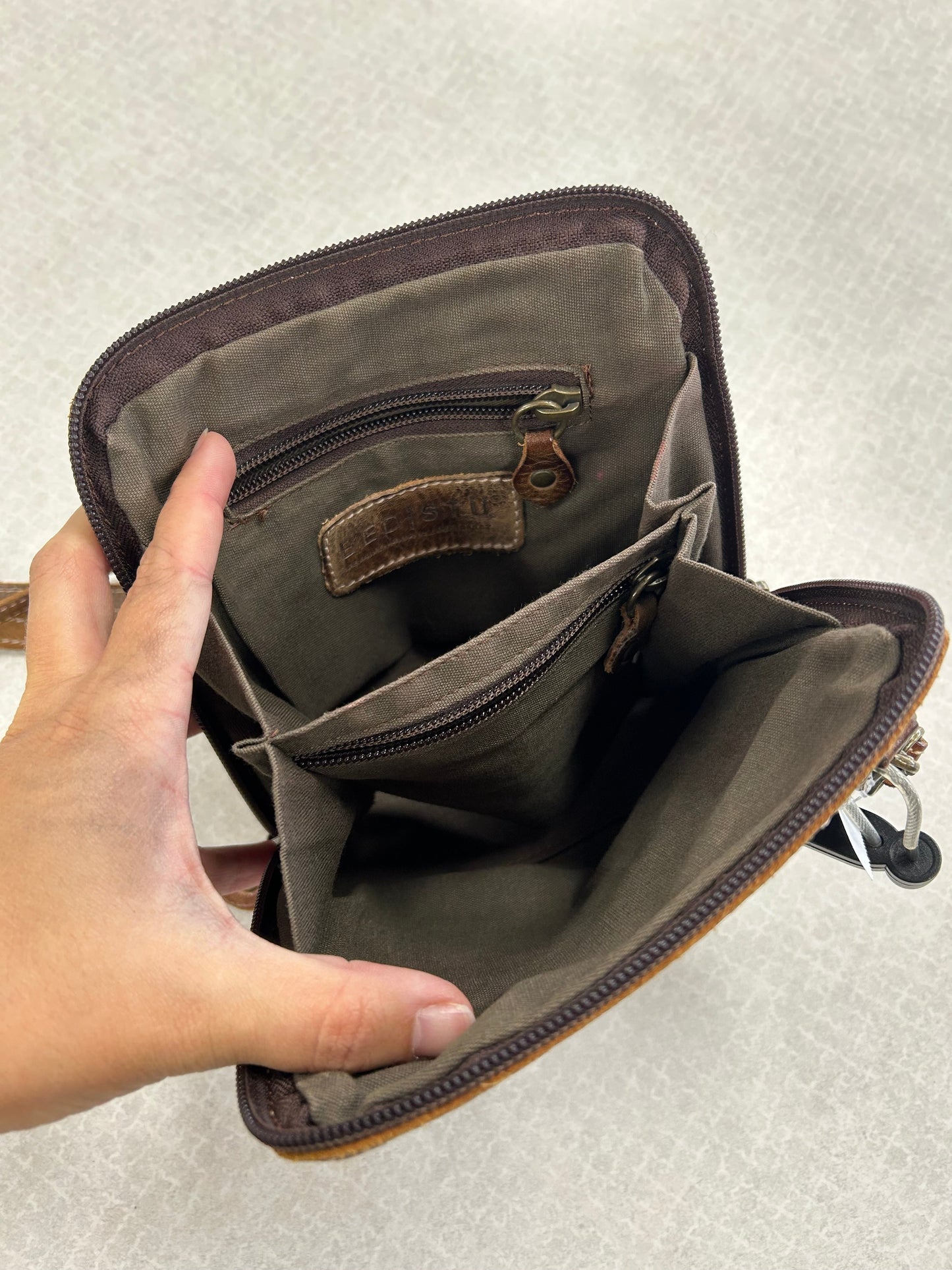 Crossbody Leather By Bed Stu In Bronze, Size:Small