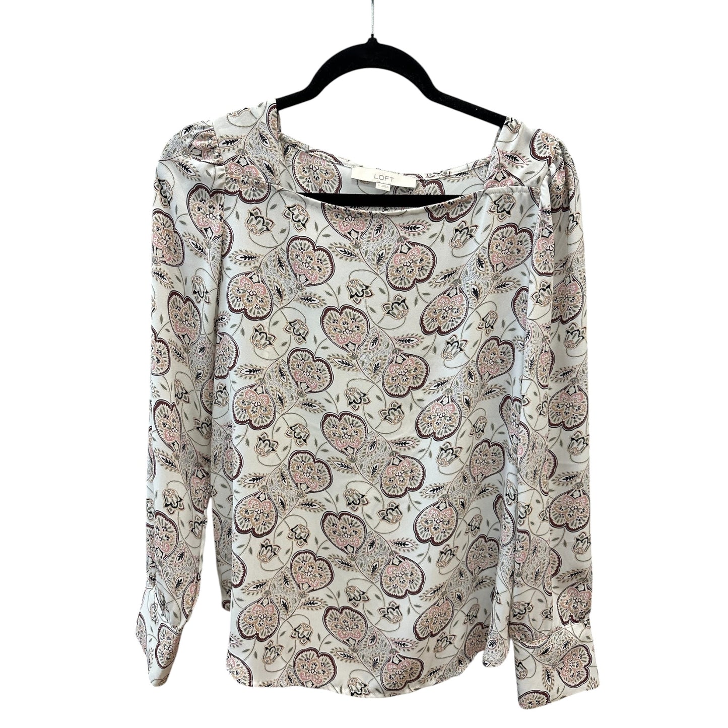 Blouse Ls By Loft In Cream, Size:S