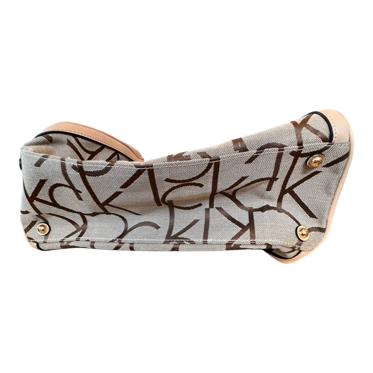 Handbag By Calvin Klein In Brown & Cream, Size:Medium