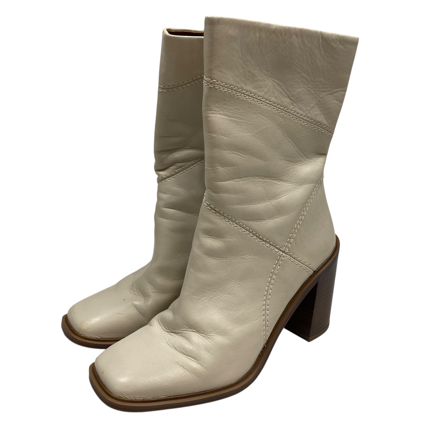 Boots Ankle Heels By Franco Sarto In Cream, Size:7