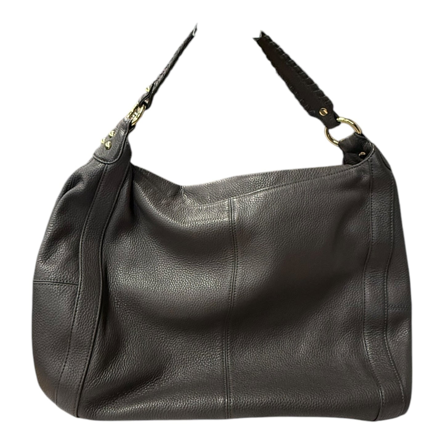 Leather Handbag In Grey, Size:Large