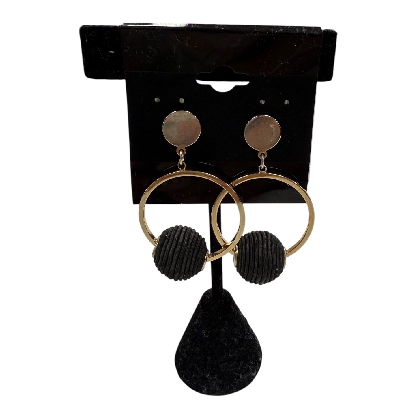 Earrings Dangle/Drop In Black & Gold