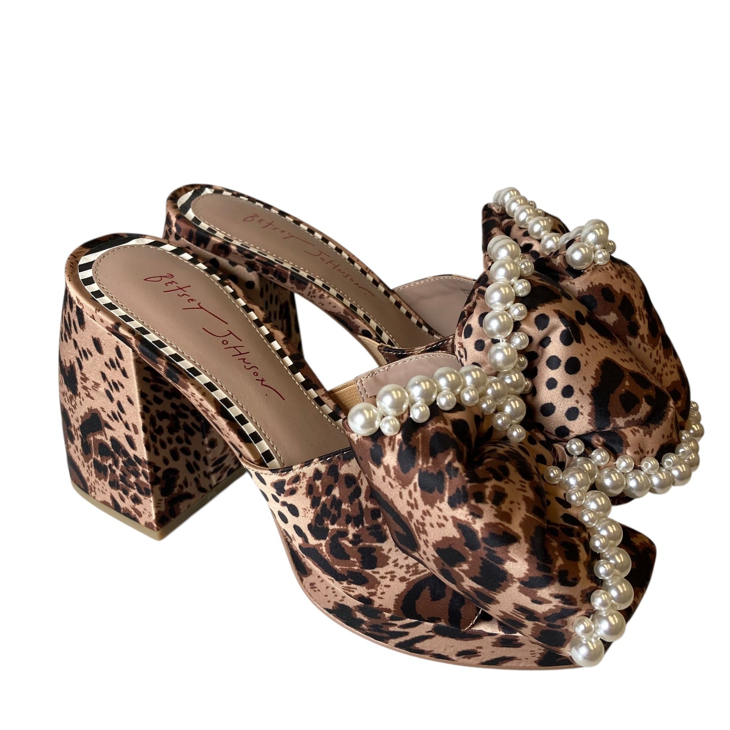 Shoes Heels Block By Betsey Johnson In Animal Print, Size:7.5