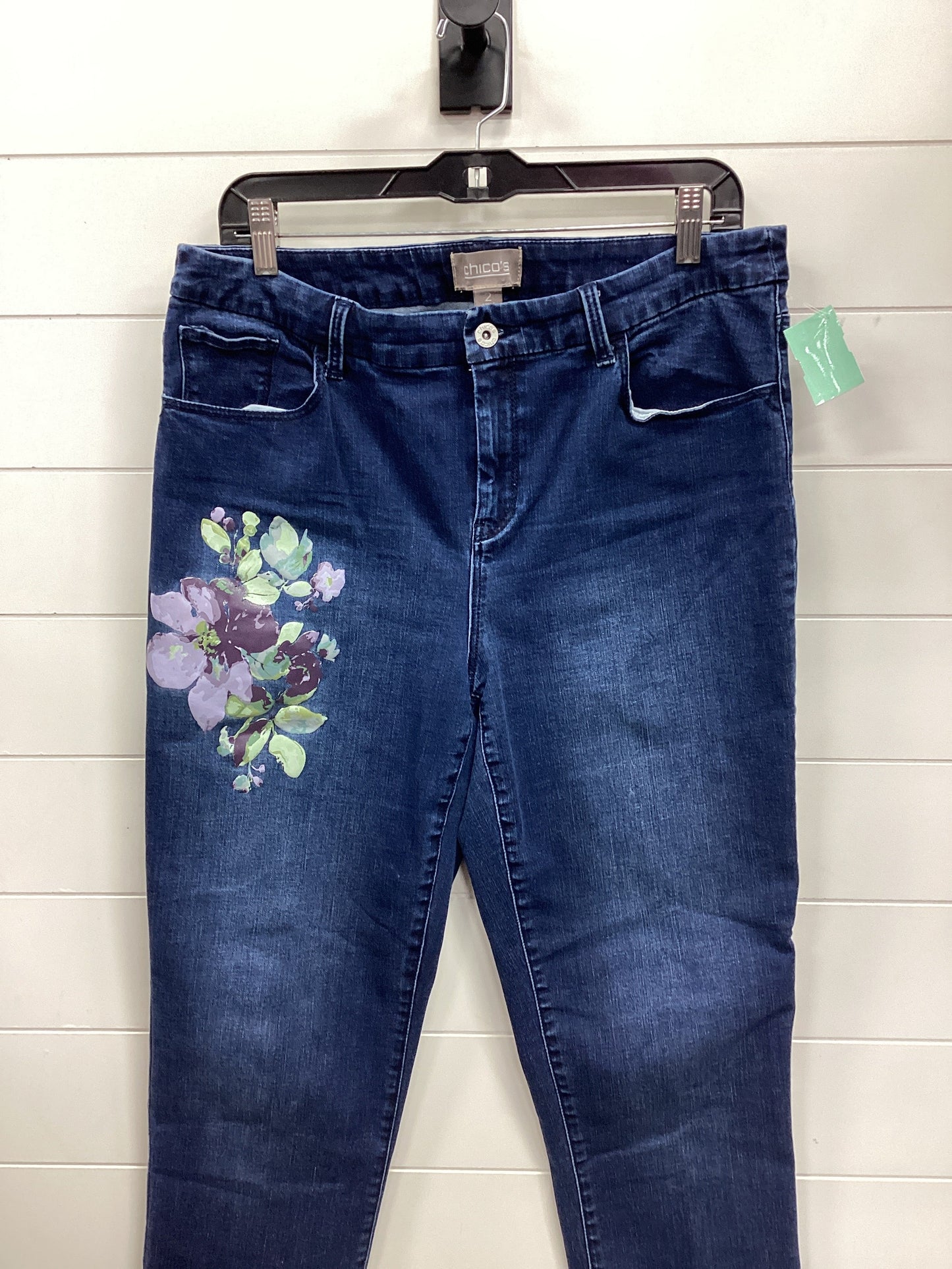 Jeans Skinny By Chicos In Blue Denim, Size:10