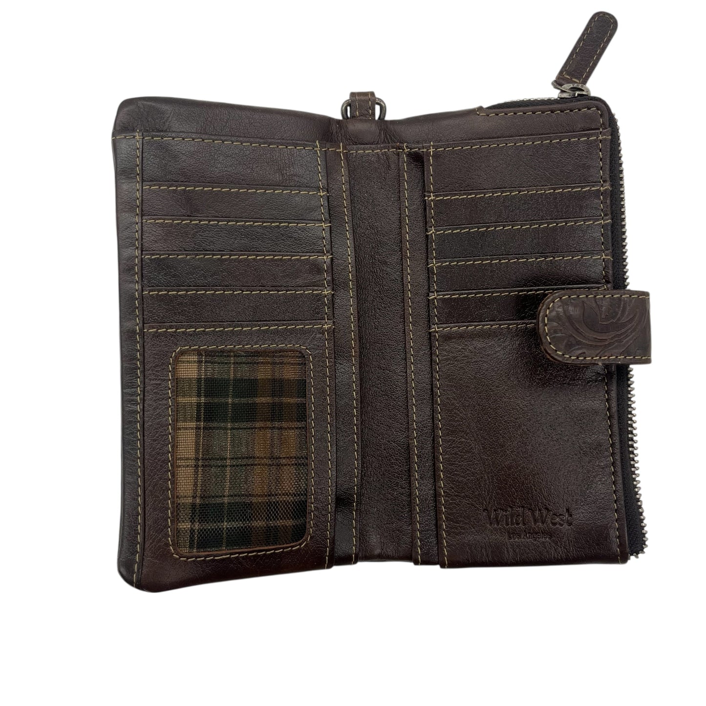 Wallet Leather By Clothes Mentor In Brown, Size:Medium