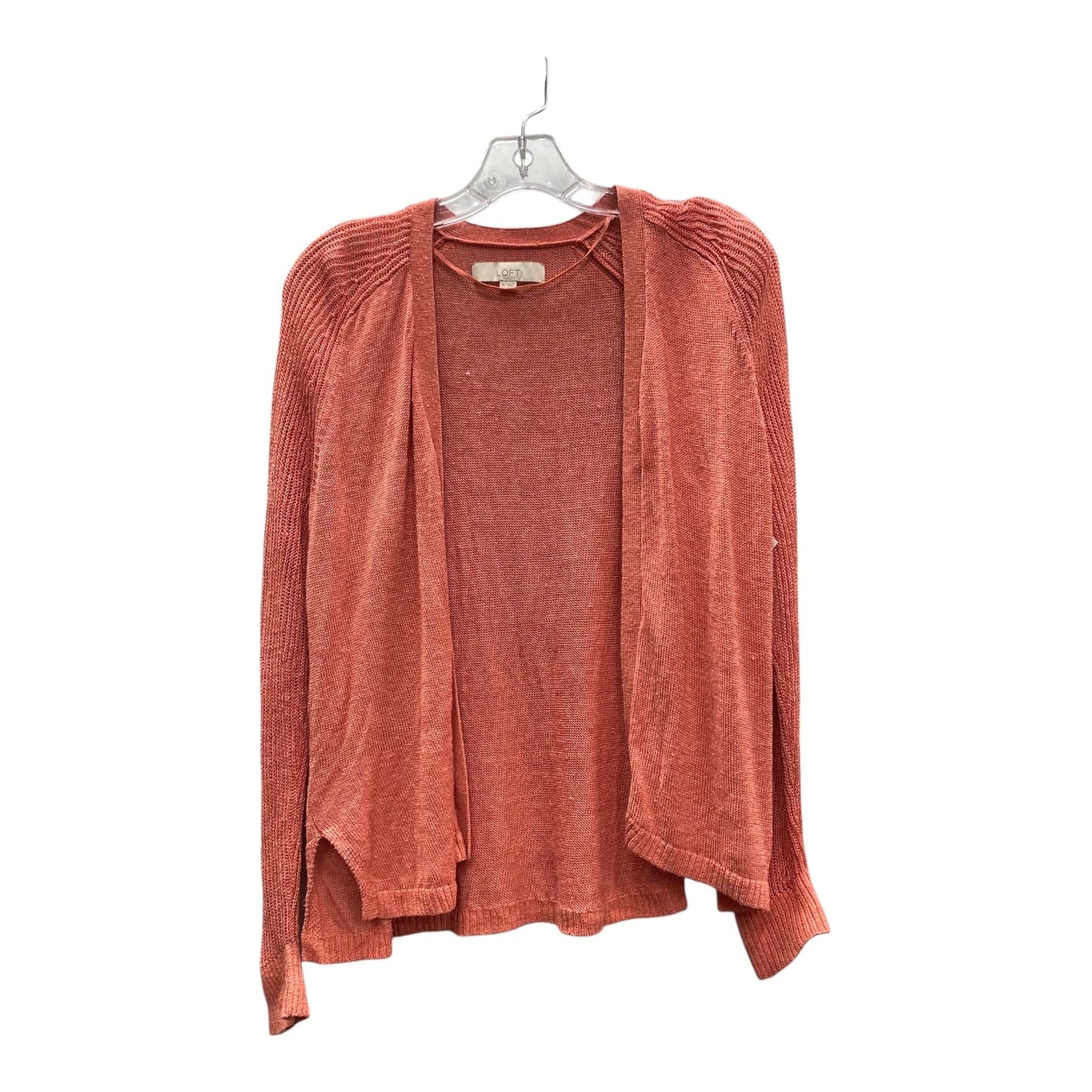 Sweater Cardigan By Loft In Orange, Size:M