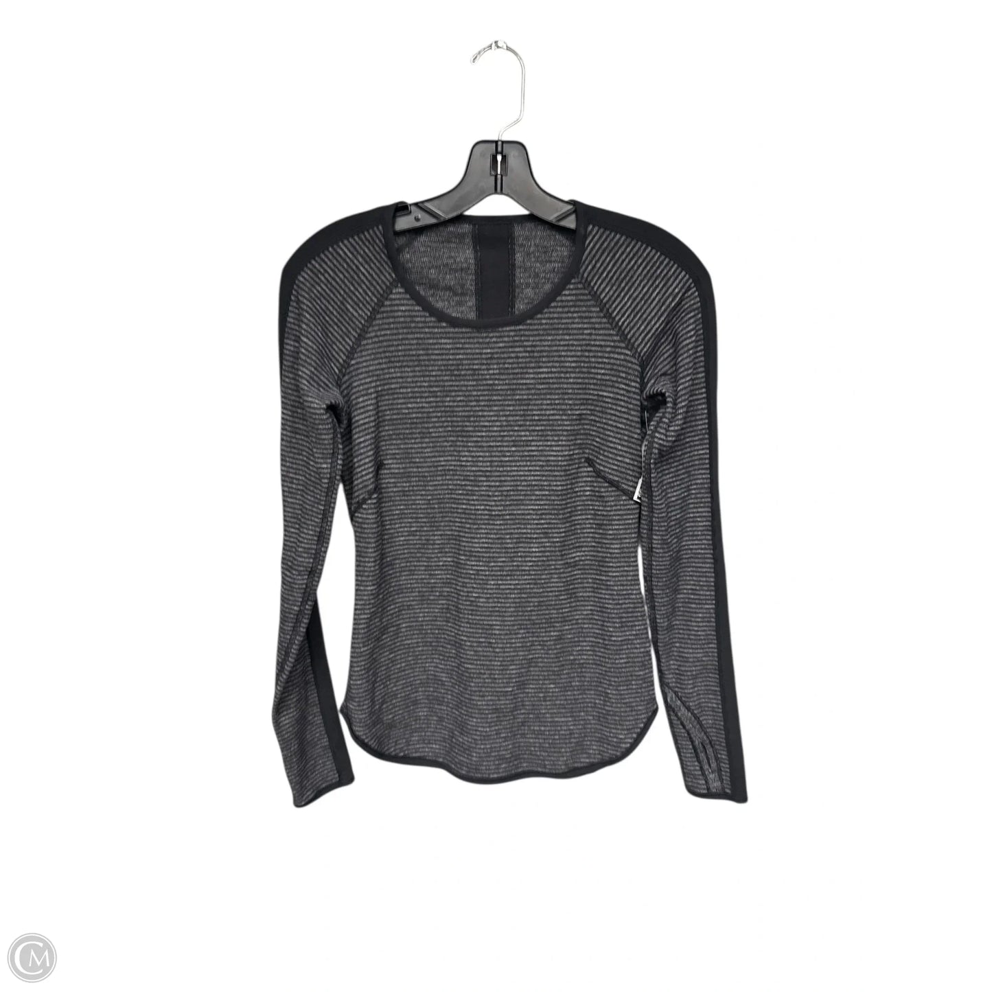 Athletic Top Long Sleeve Crewneck By Lululemon In Black & Grey, Size: S