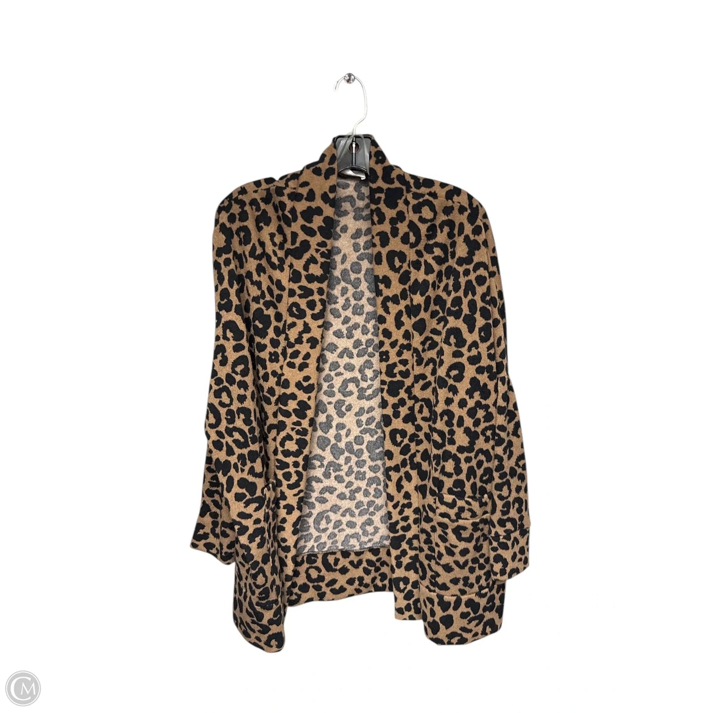 Sweater Cardigan By Peach Love Cream California In Animal Print, Size: M