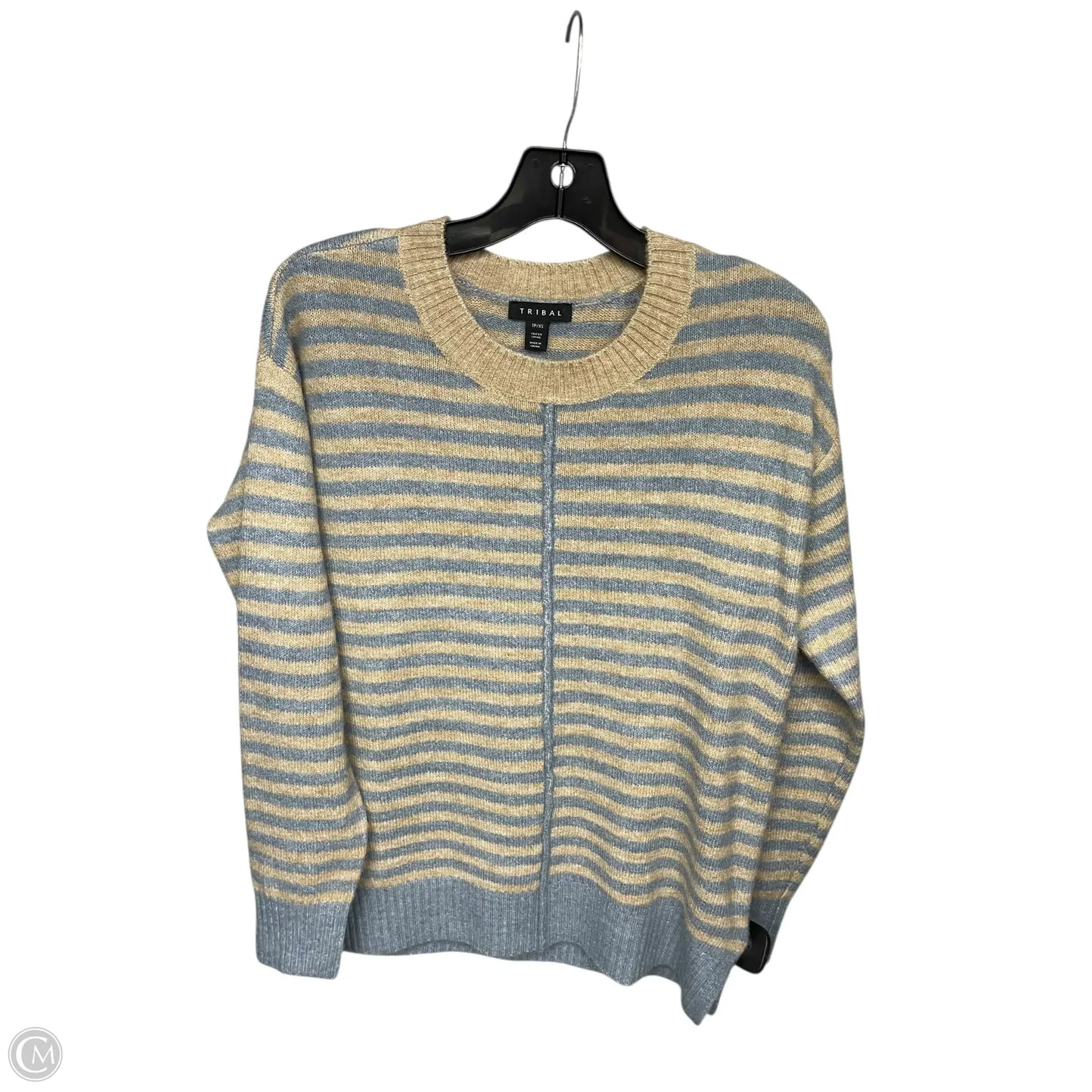 Sweatshirt Crewneck By Tribal In Blue & Tan, Size: Xs