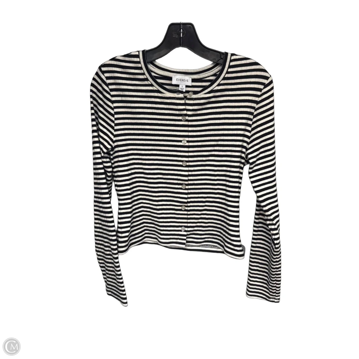 Top Long Sleeve By Evereve In Black & White, Size: S