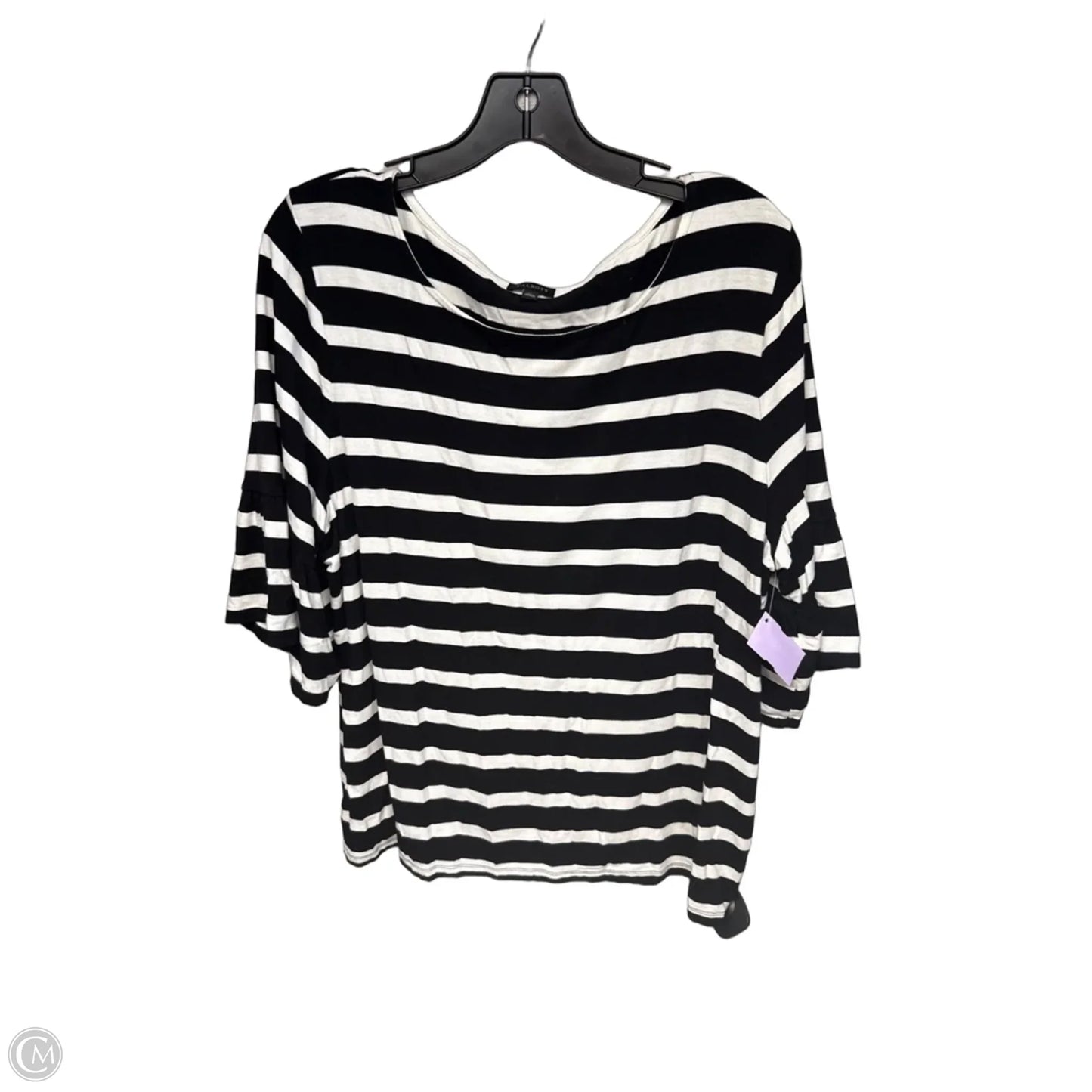 Top Short Sleeve By Talbots In Black & White, Size: Xl