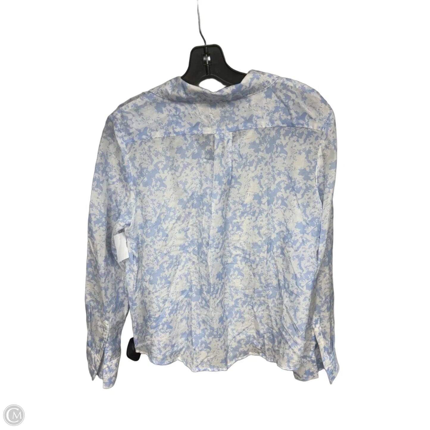 Top Long Sleeve By Banana Republic In Blue & White, Size: M