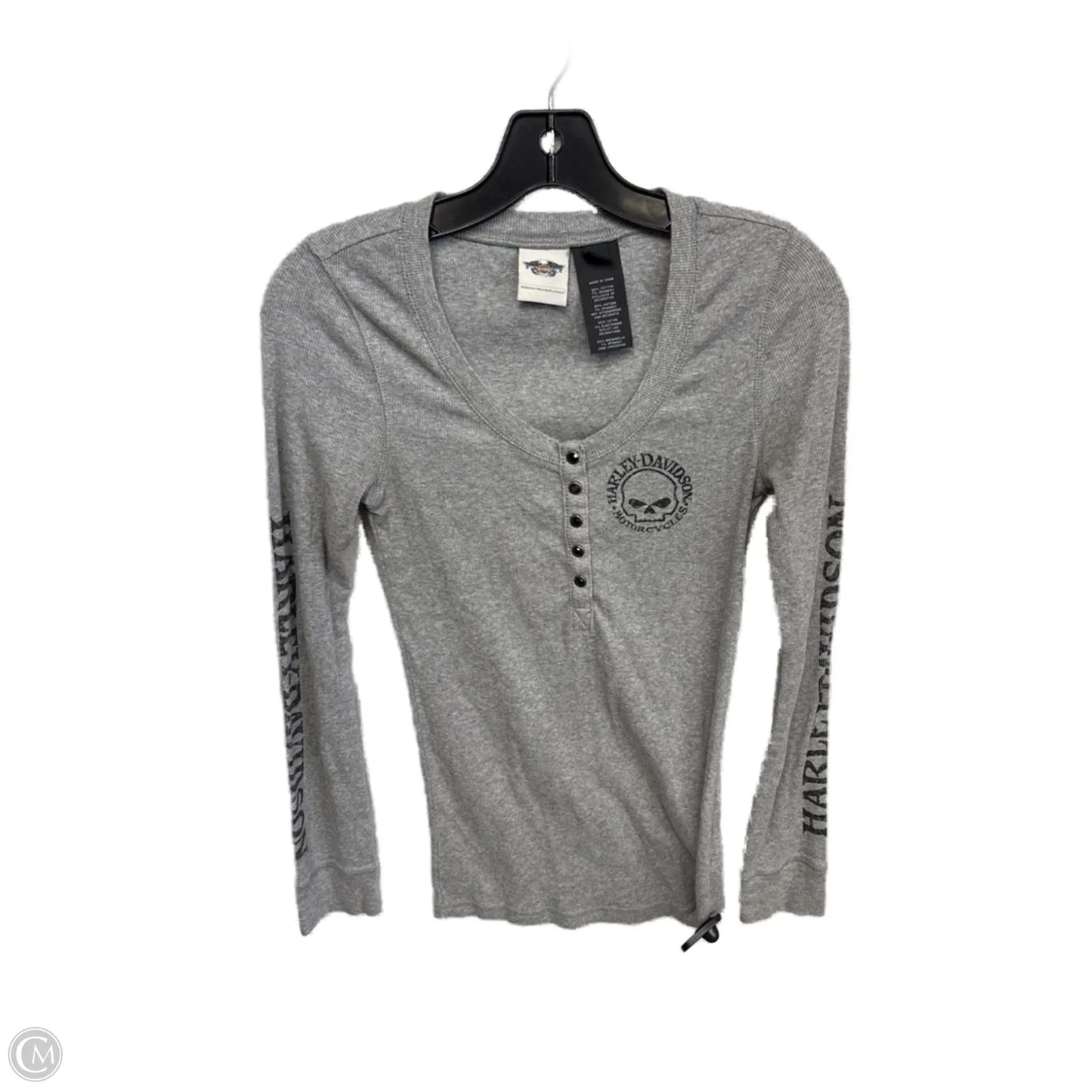 Top Long Sleeve By Harley Davidson In Grey, Size: S