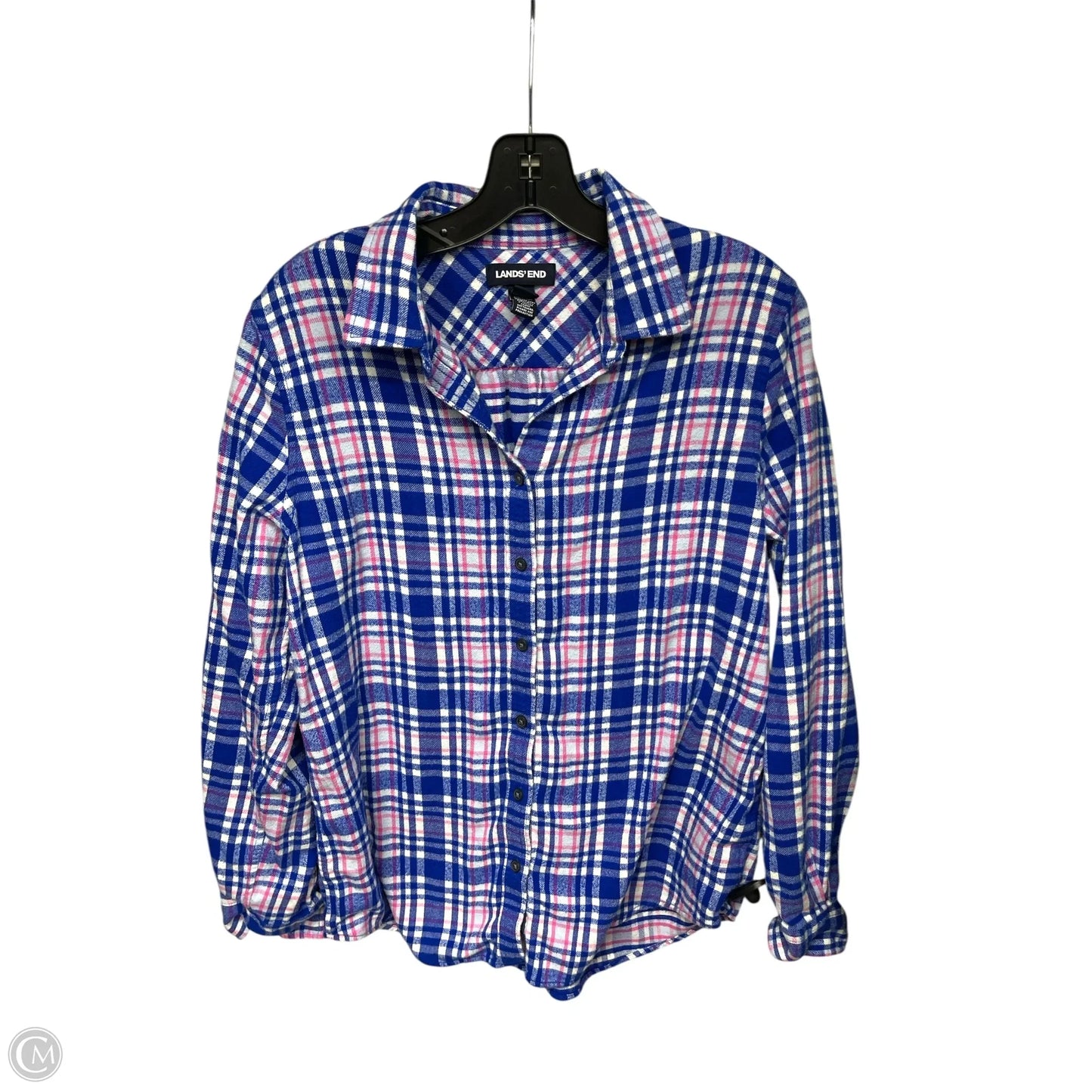 Top Long Sleeve By Lands End In Blue & Pink, Size: M