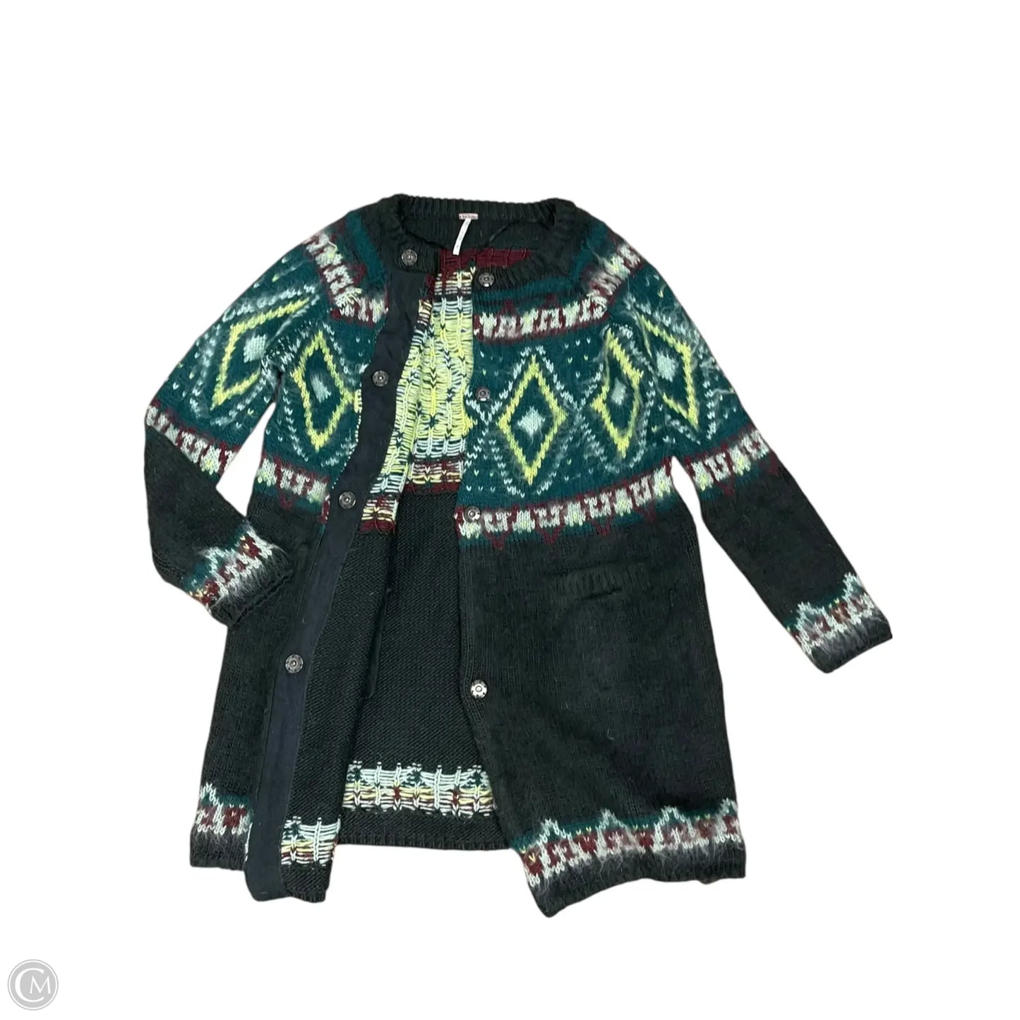 Cardigan By Free People In Green & Grey, Size: M