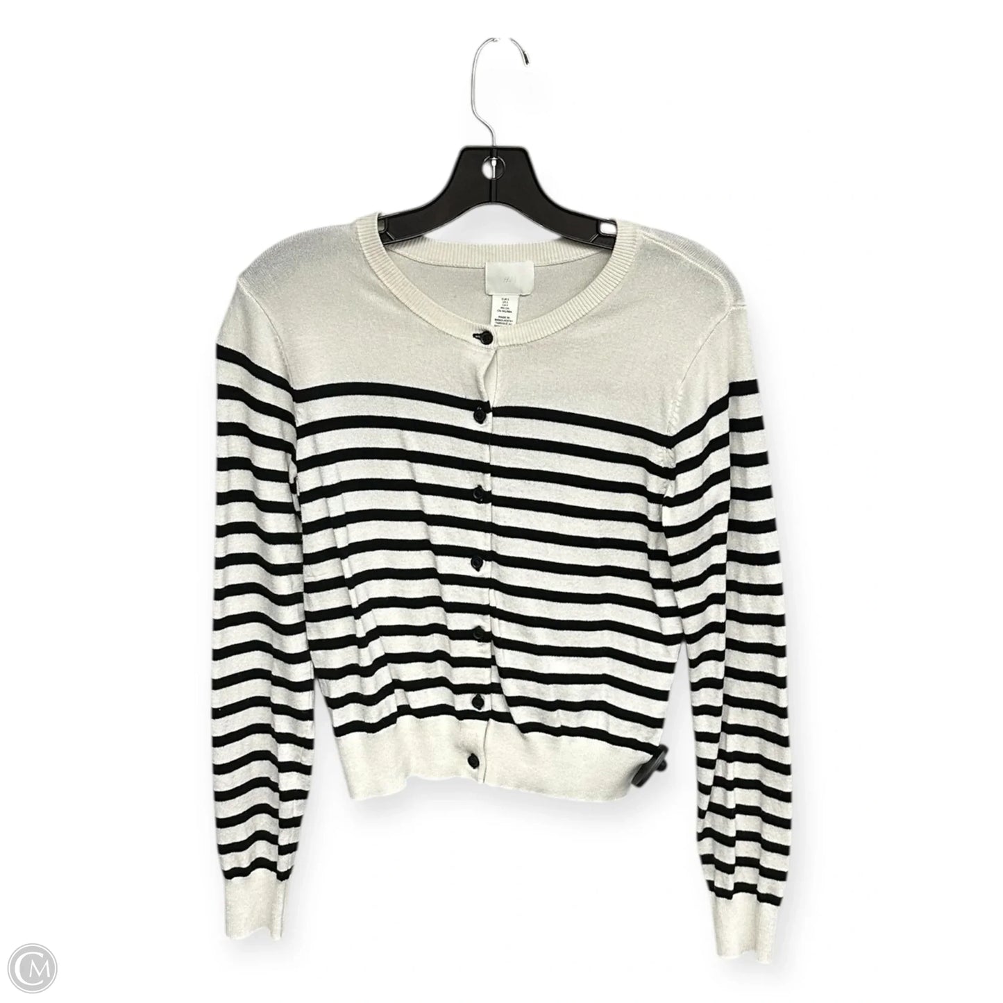 Cardigan By H&m In Black & Cream, Size: S