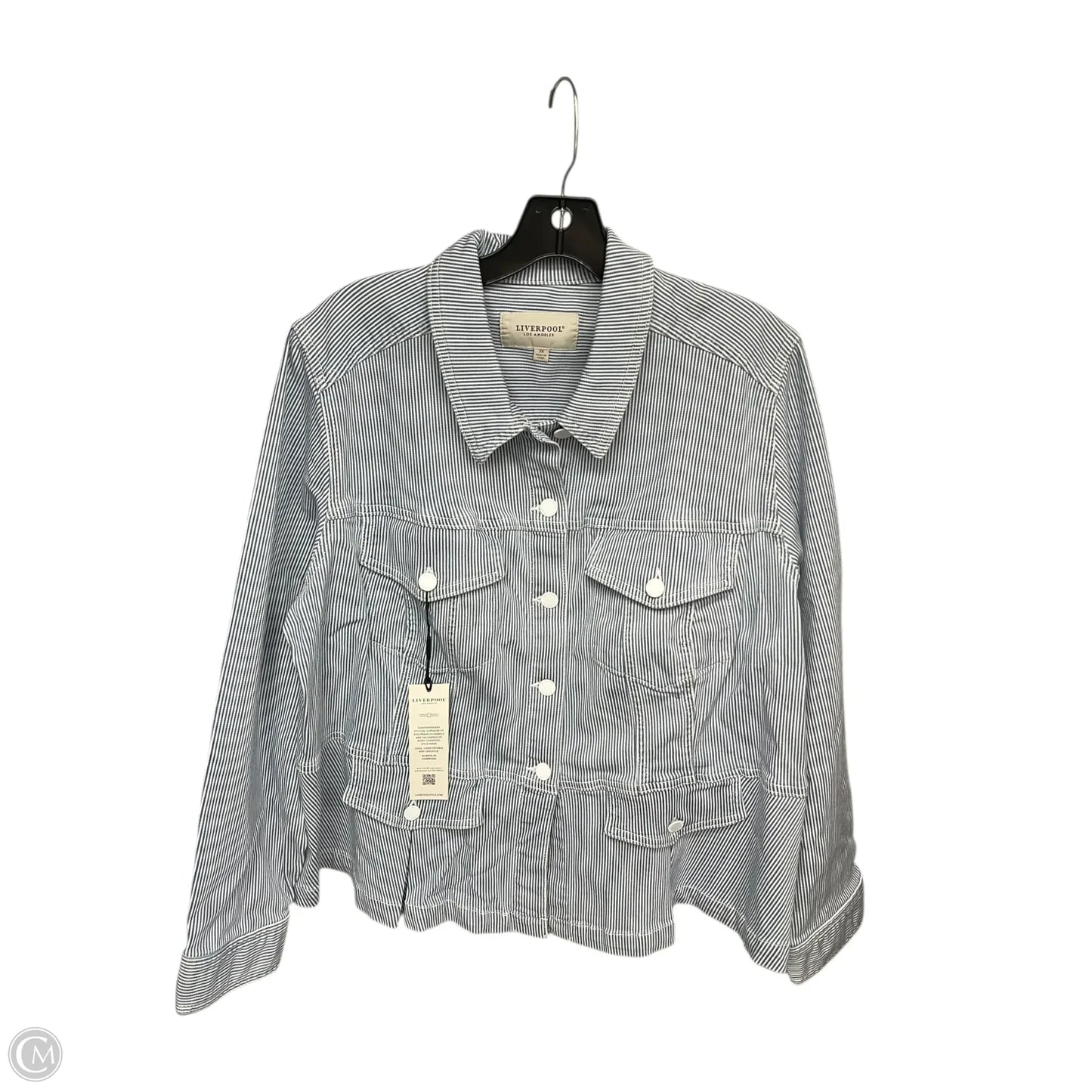 Jacket Denim By Liverpool In Blue & White, Size: 2x