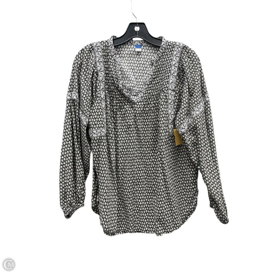 Top Long Sleeve By Old Navy In Black & White, Size: S