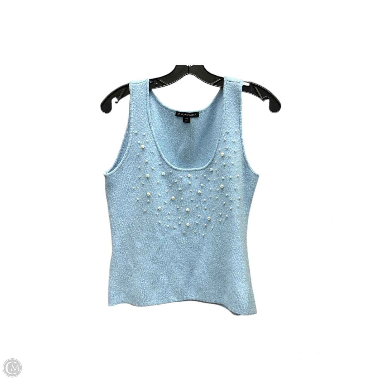 Top Sleeveless By Boston Proper In Blue & White, Size: M