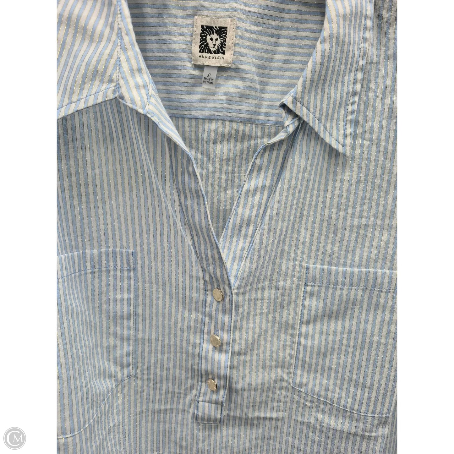 Top 3/4 Sleeve By Anne Klein In Blue, Size: Xl