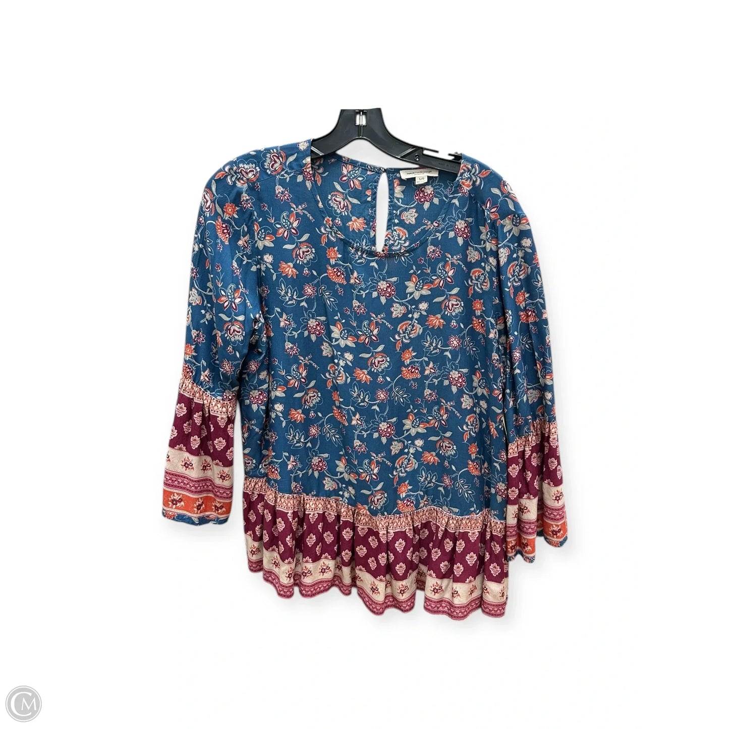 Top Long Sleeve By Beachlunchlounge In Blue & Red, Size: L