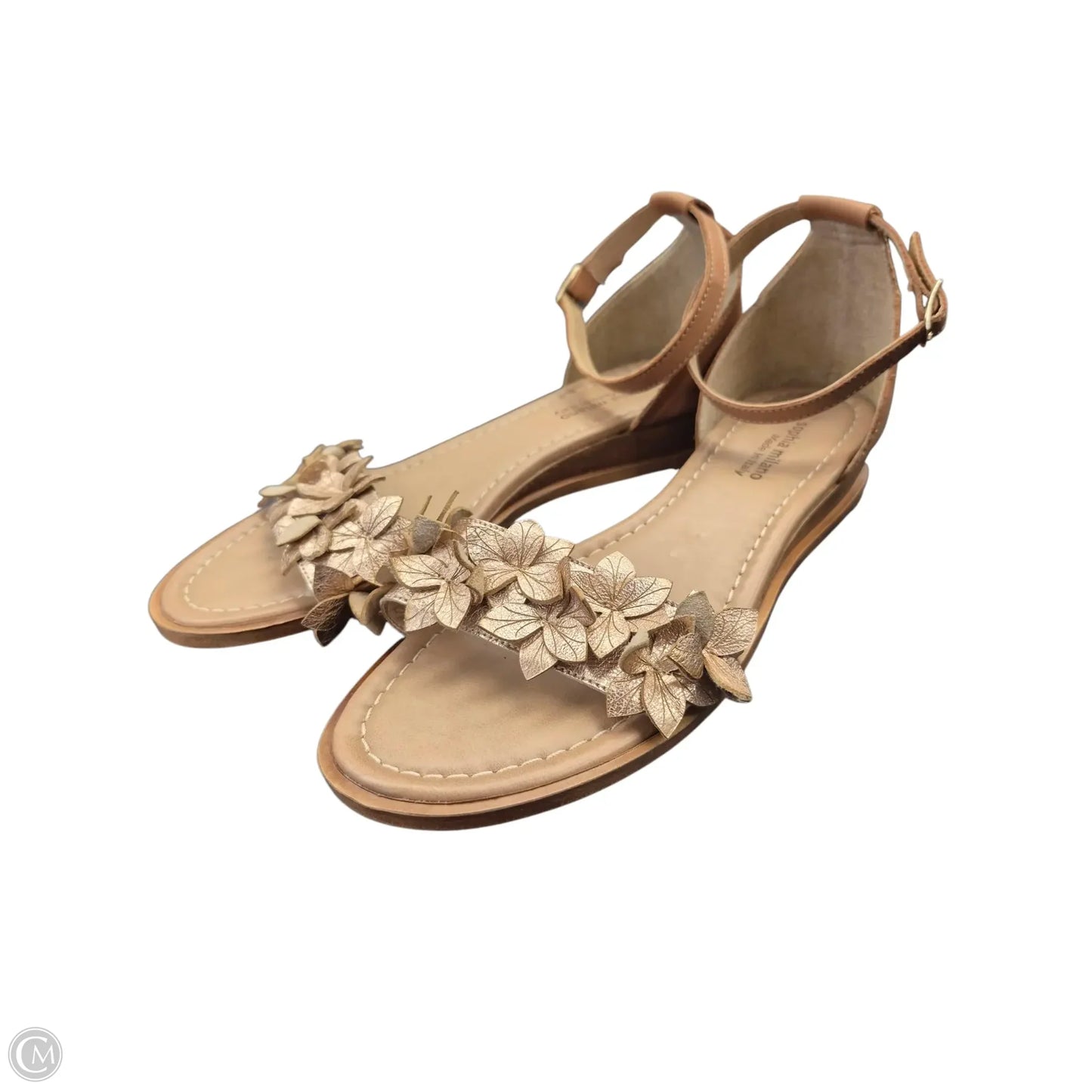 Sandals Flats By Clothes Mentor In Gold, Size: 8.5
