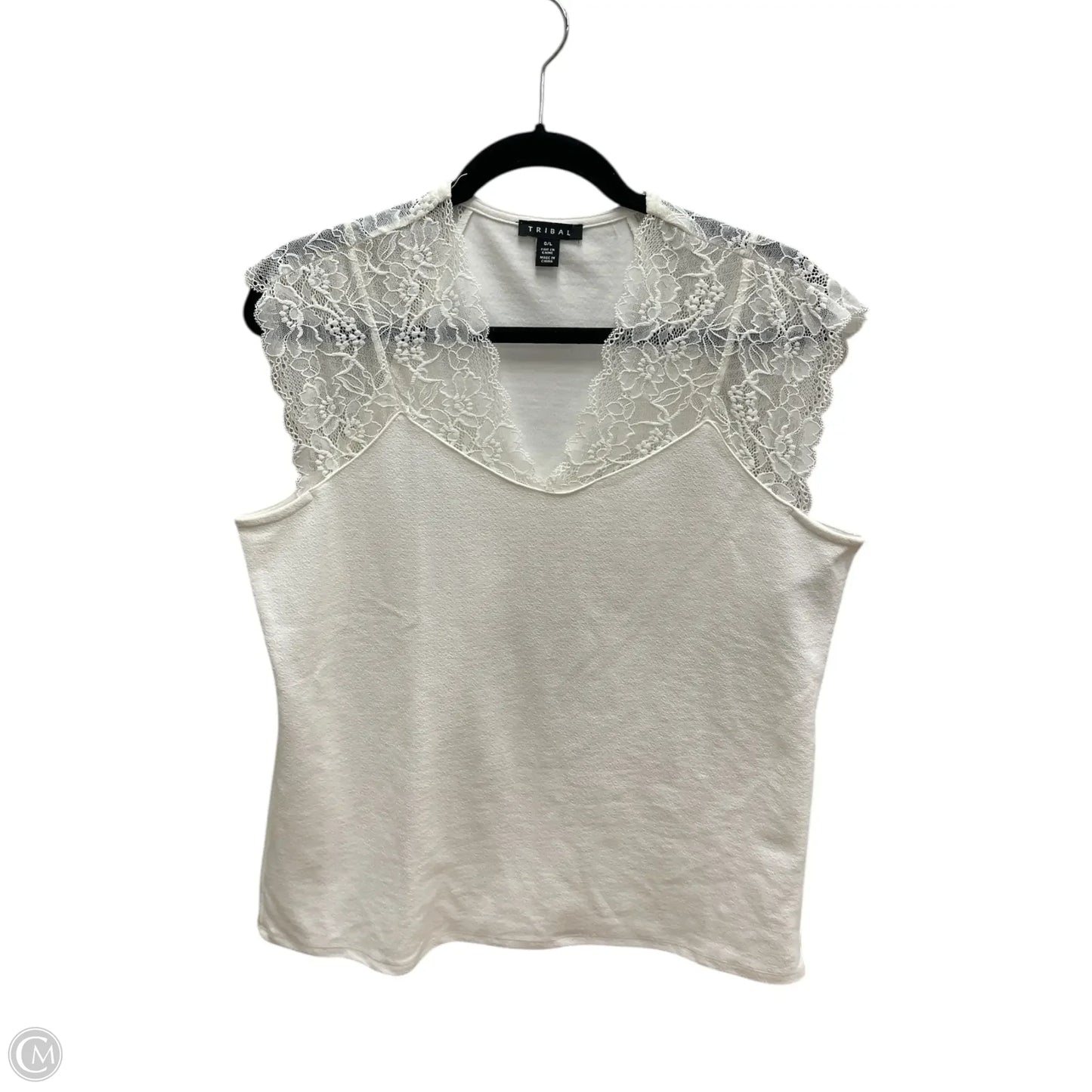 Top Short Sleeve By Tribal In White, Size: L