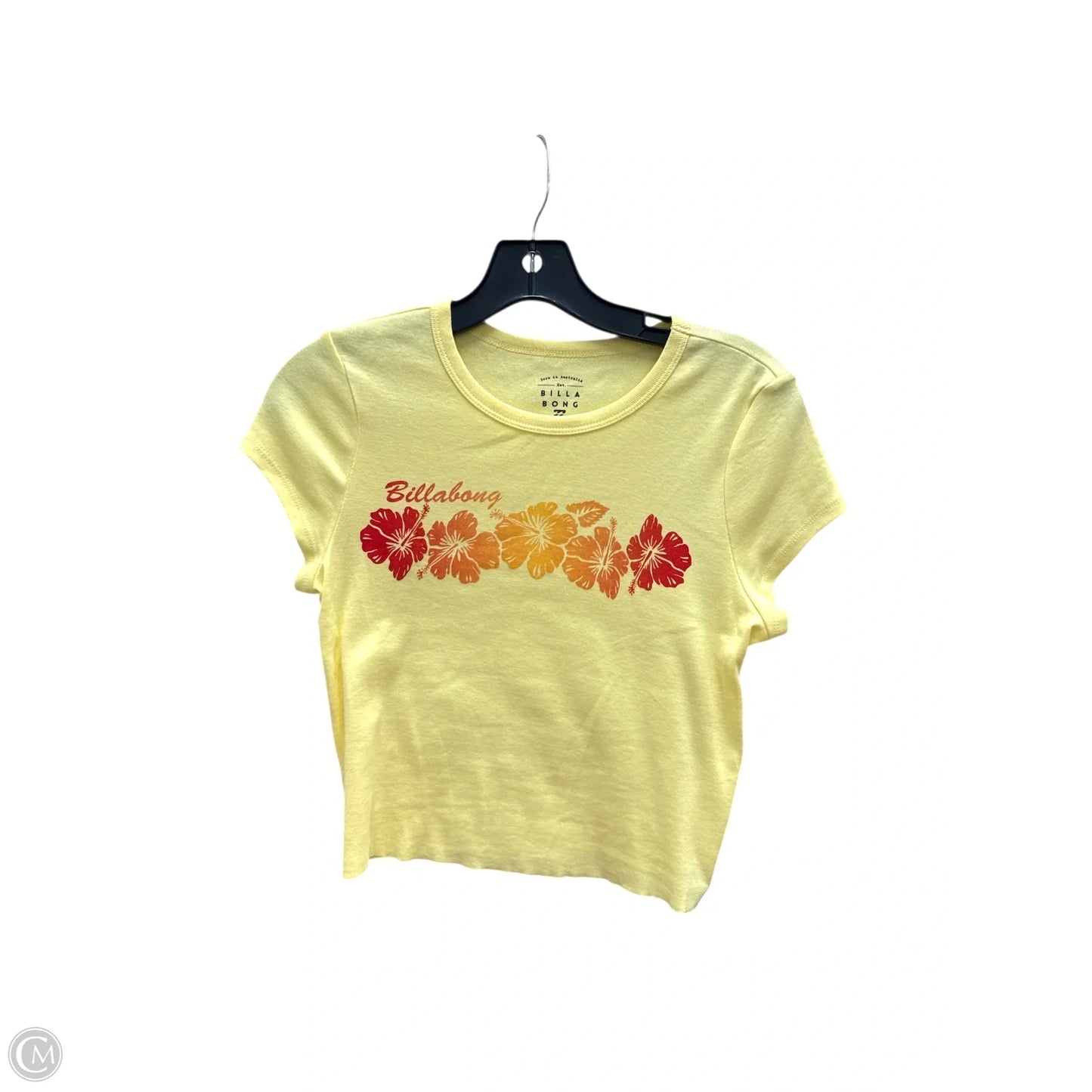 Top Short Sleeve By Billabong In Orange & Yellow, Size: L