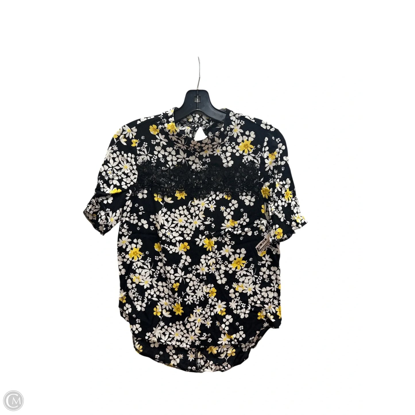 Top Short Sleeve By Clothes Mentor In Black & Yellow, Size: 4