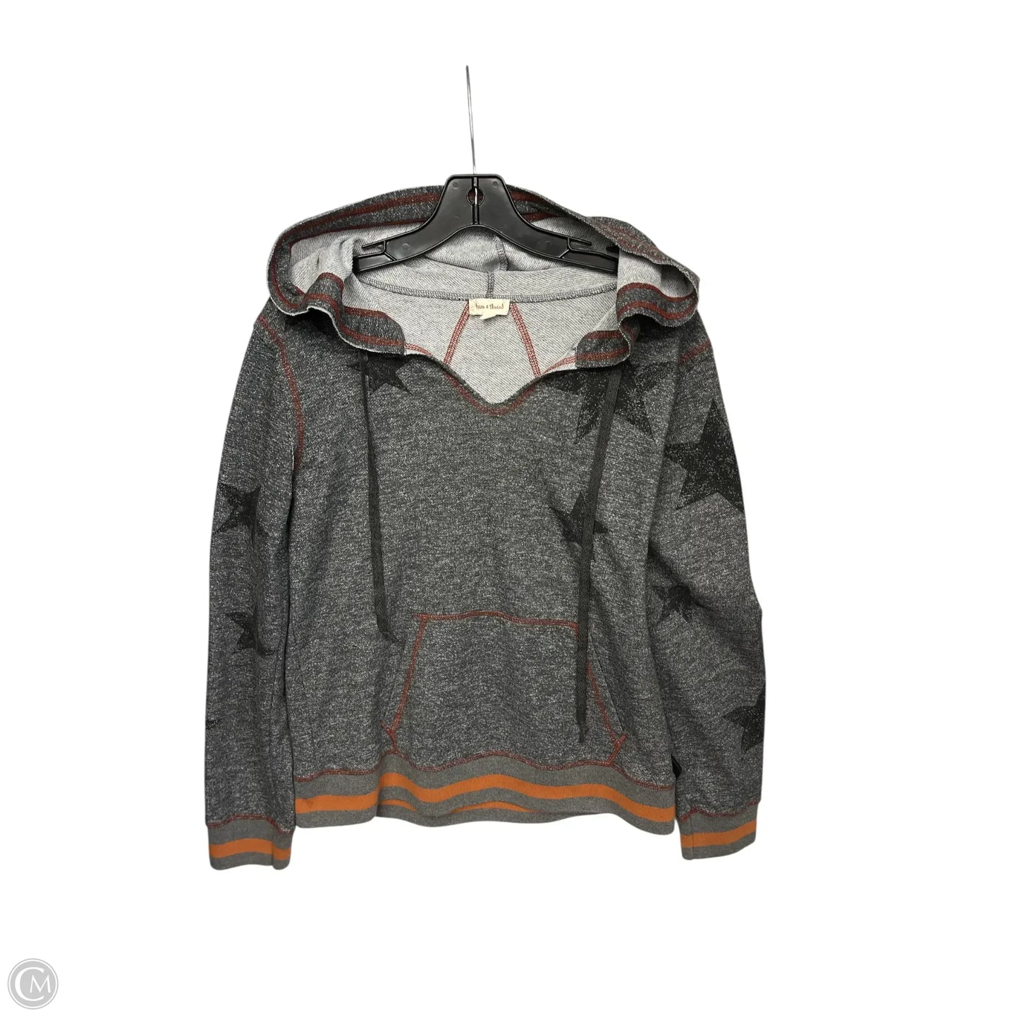 Sweatshirt Hoodie By Hem & Thread In Grey & Orange, Size: M