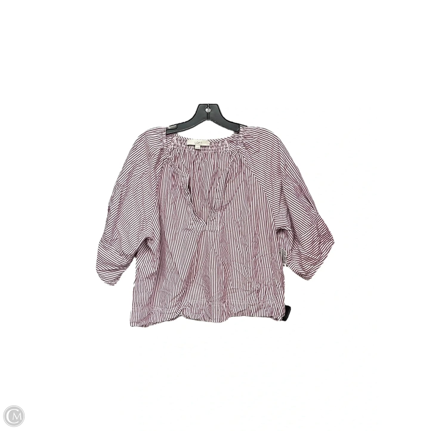 Top Short Sleeve By Loft In Striped Pattern, Size: M