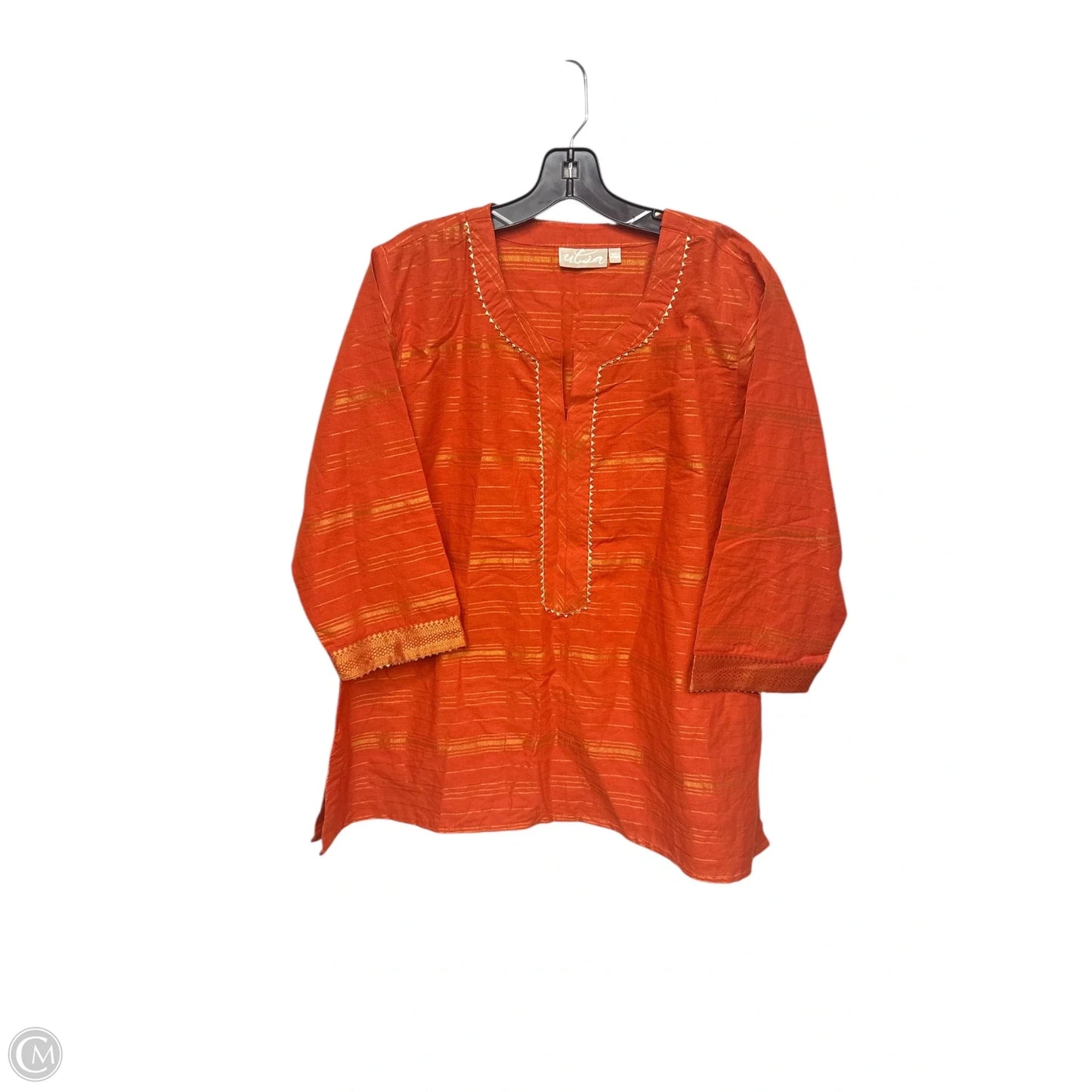 Tunic 3/4 Sleeve By Clothes Mentor In Orange, Size: Xl
