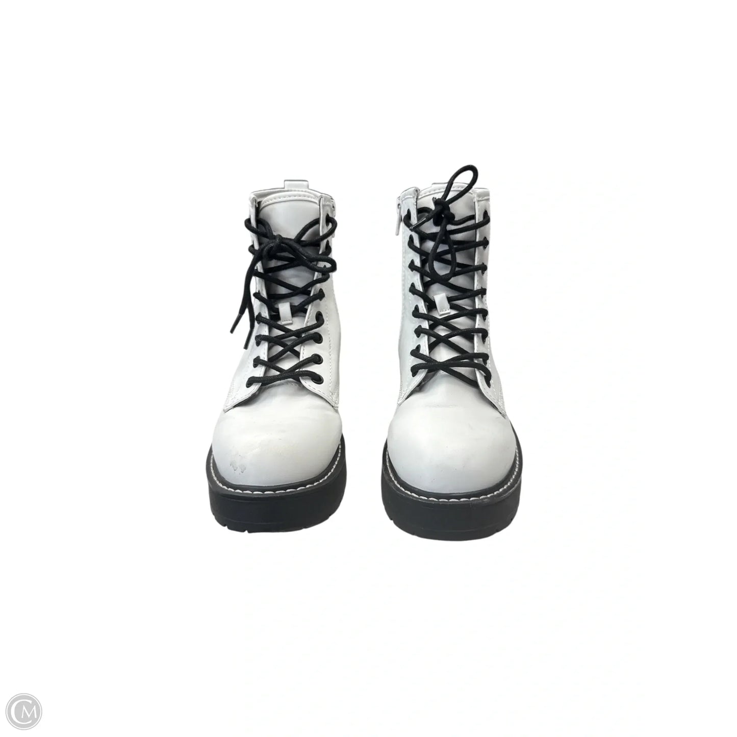 Boots Combat By Madden Girl In Black & White, Size: 6.5