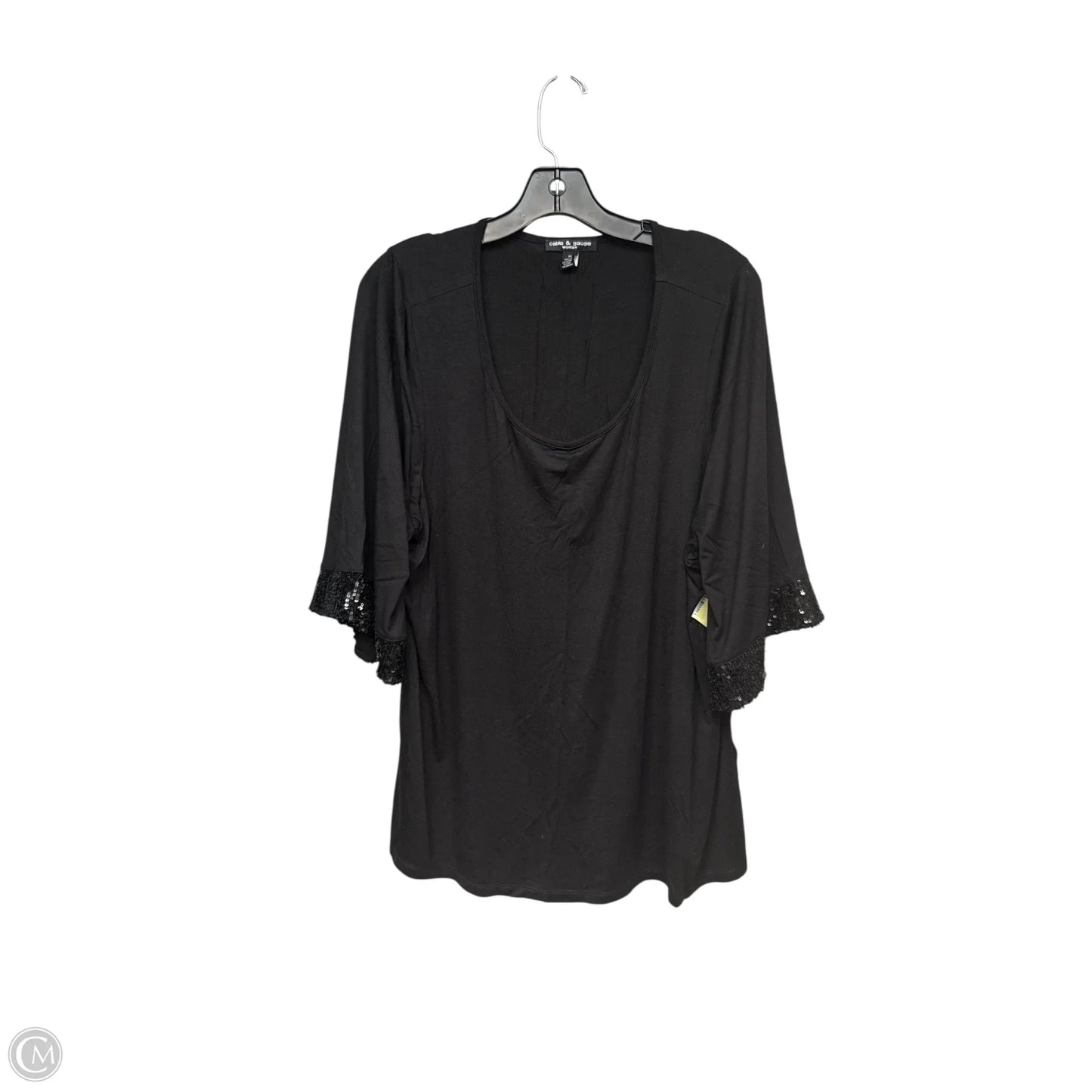 Top 3/4 Sleeve By Cable And Gauge In Black, Size: 2x