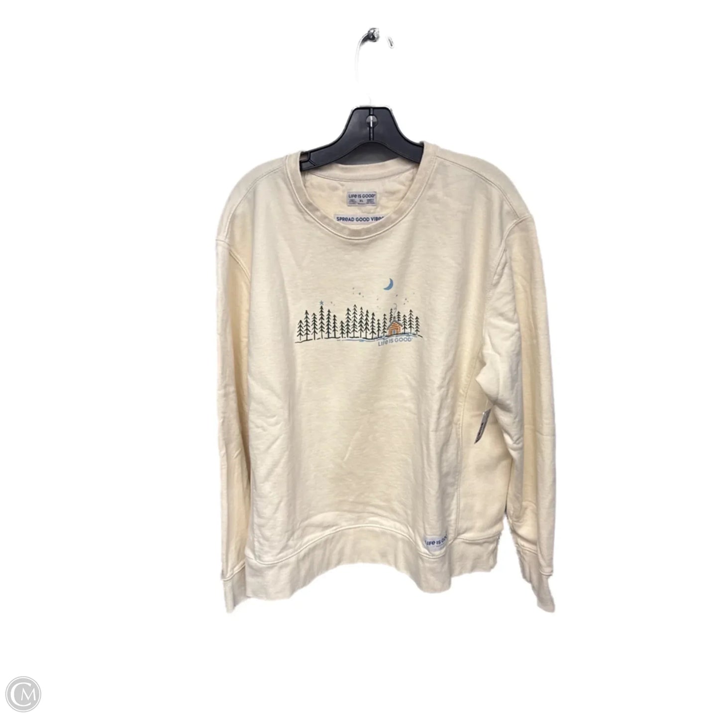 Sweatshirt Crewneck By Life Is Good In Cream, Size: Xl