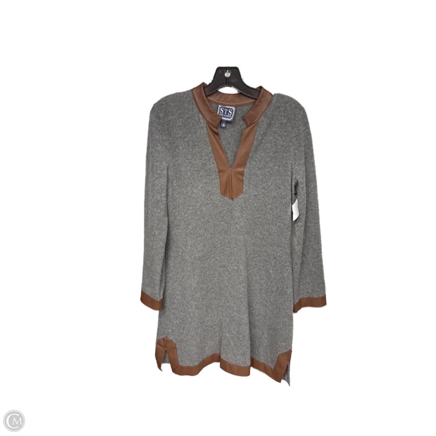 Dress Sweater By Sail To Sable In Brown & Grey, Size: S