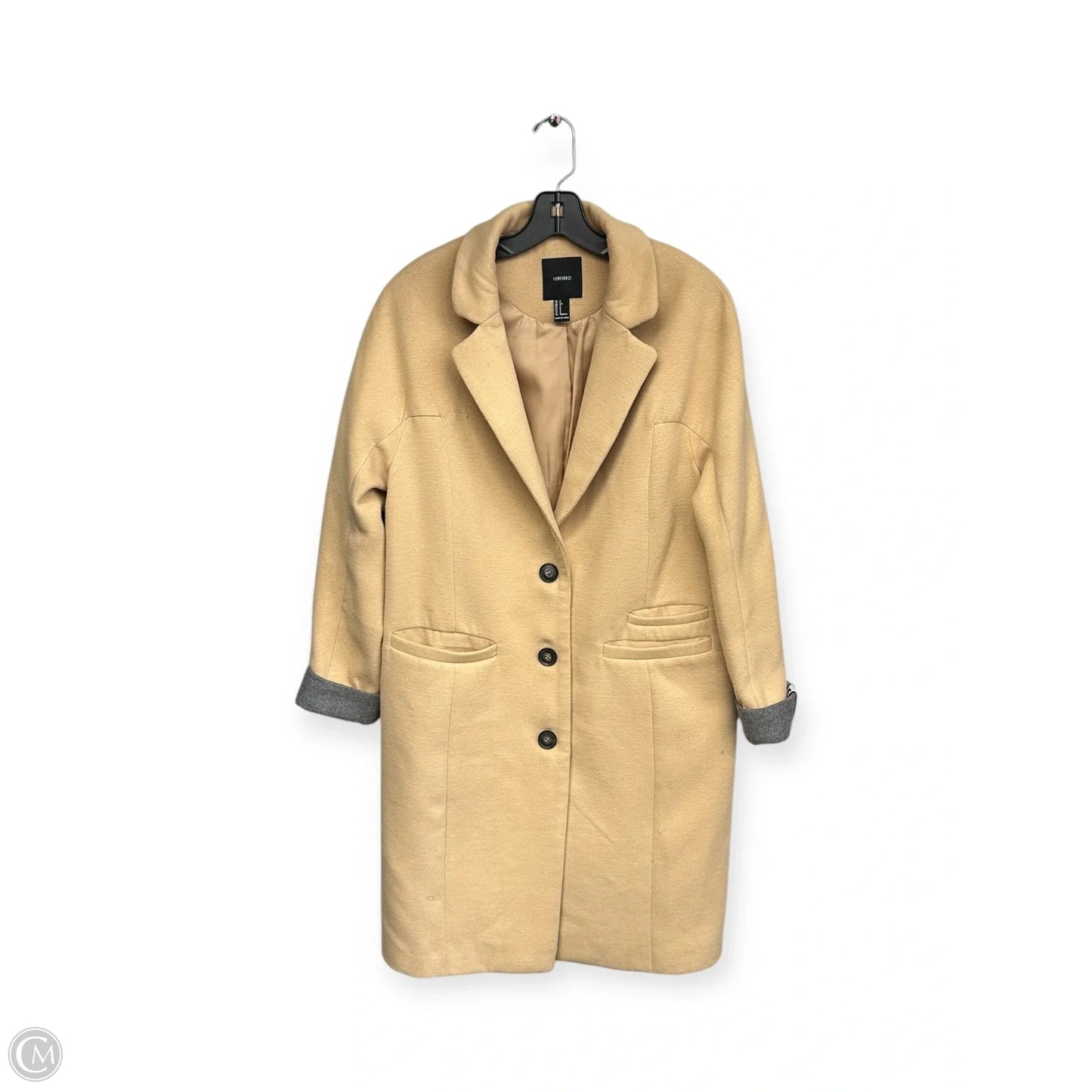Coat Trench Coat By Forever 21 In Tan, Size: S