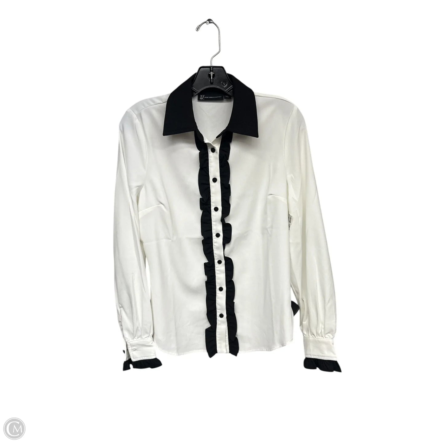 Blouse Long Sleeve By New York And Co In Black & White, Size: S