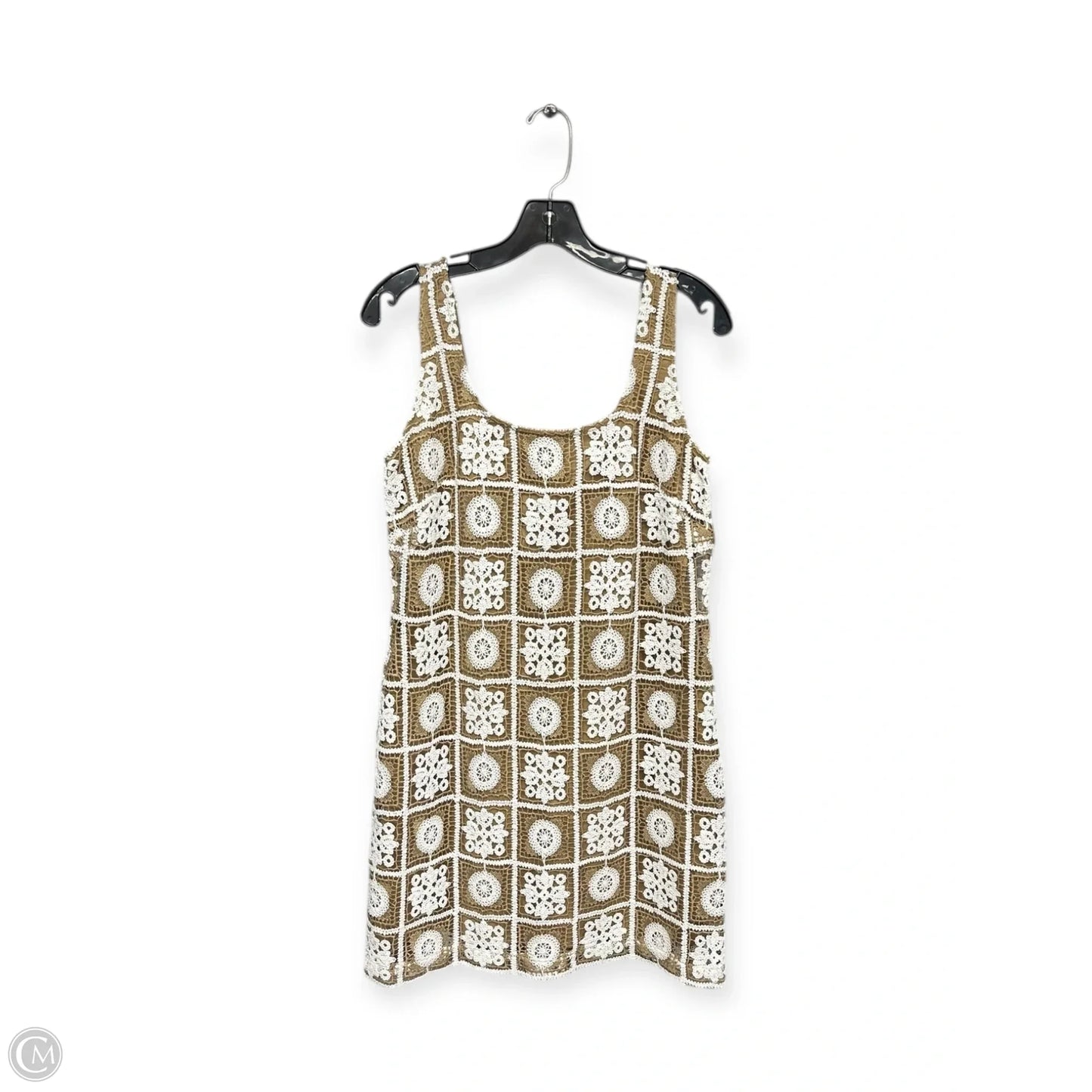 Dress Party Midi By Loft In Tan & White, Size: 2