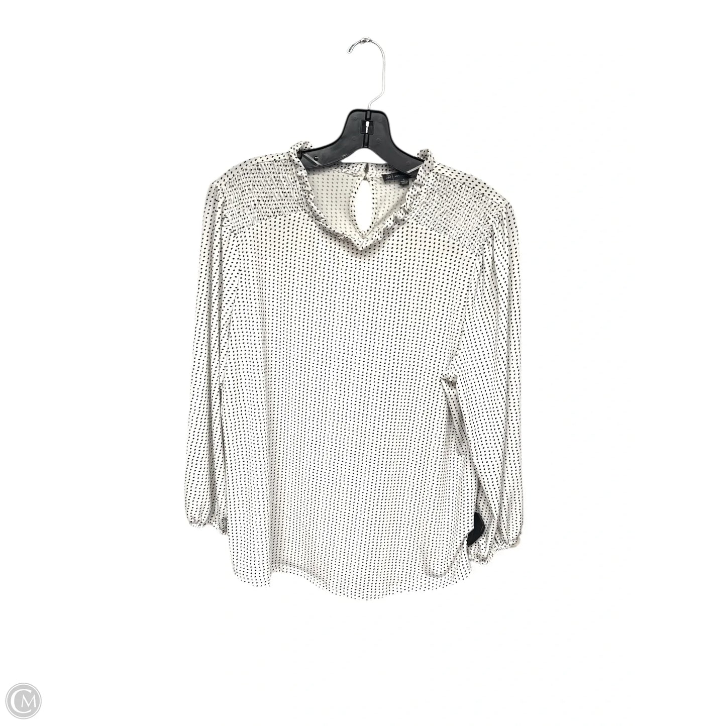 Blouse Long Sleeve By Adrianna Papell In Polkadot Pattern, Size: L