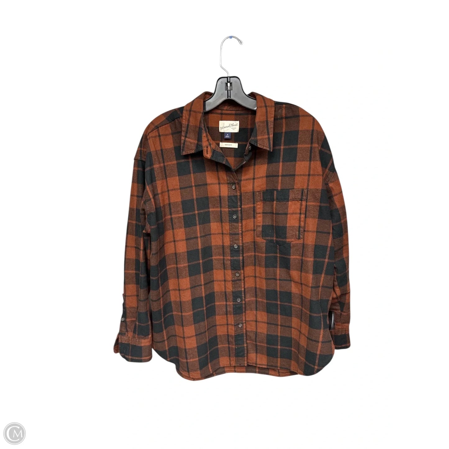 Top Long Sleeve By Universal Thread In Plaid Pattern, Size: M
