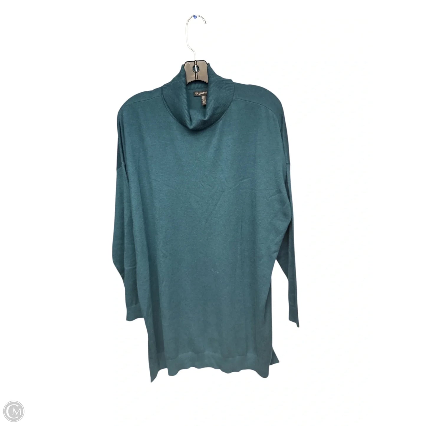 Dress Sweater By Eileen Fisher In Teal, Size: L