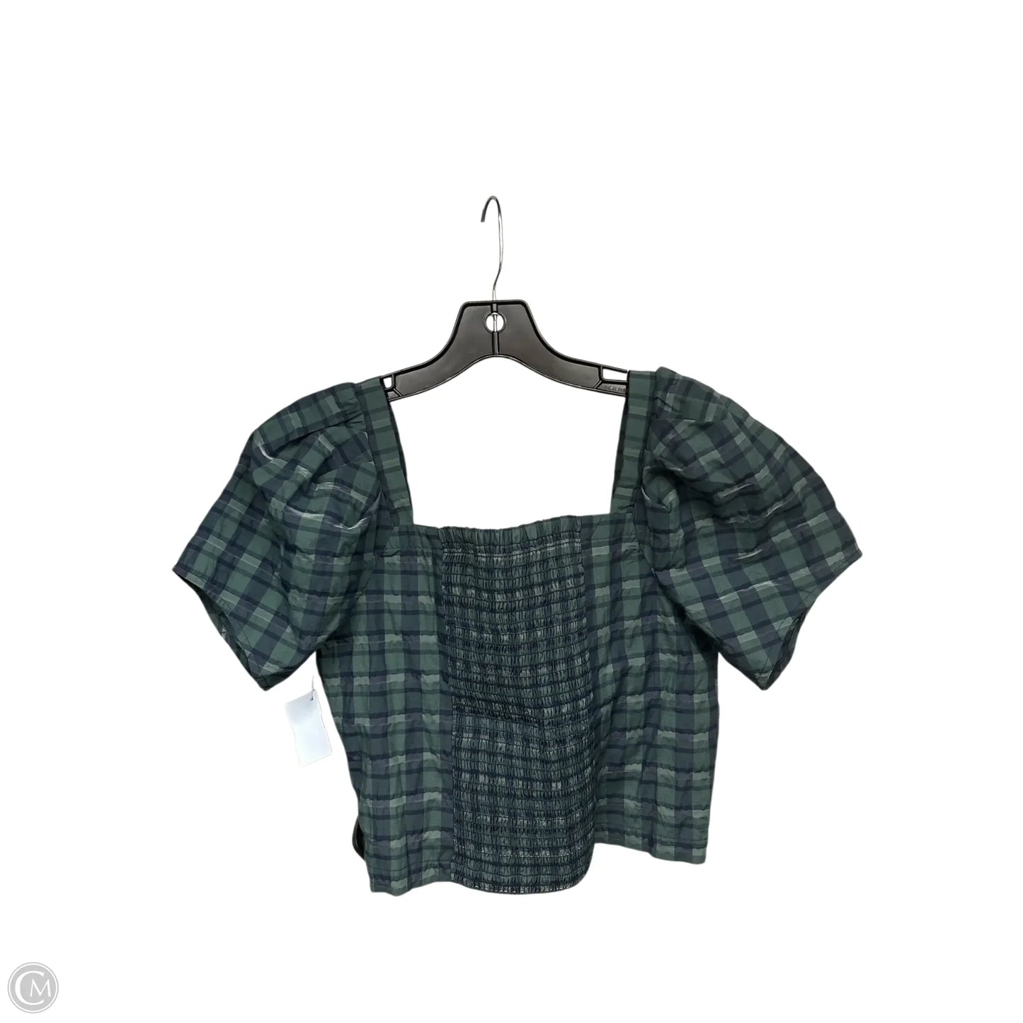 Top Short Sleeve By Madewell In Plaid Pattern, Size: S